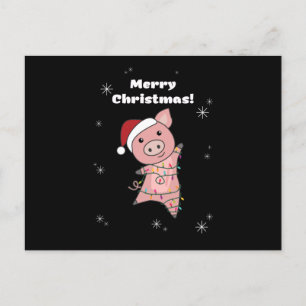 Pig Merry Christmas Animals Pigs Postcard