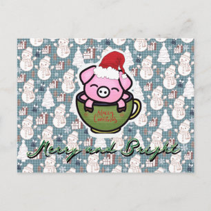Pig Merry Christmas card
