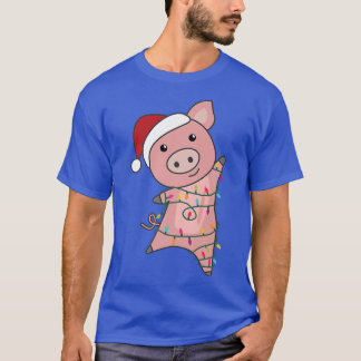 Pig Merry Christmas Fairy Lights Cute Pigs T-Shirt