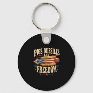 Pig missiles and freedom 4th of july patriotic key ring