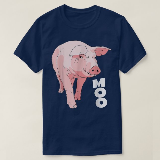 Pig Moo Funny Cow 4589  T-Shirt (Design Front)