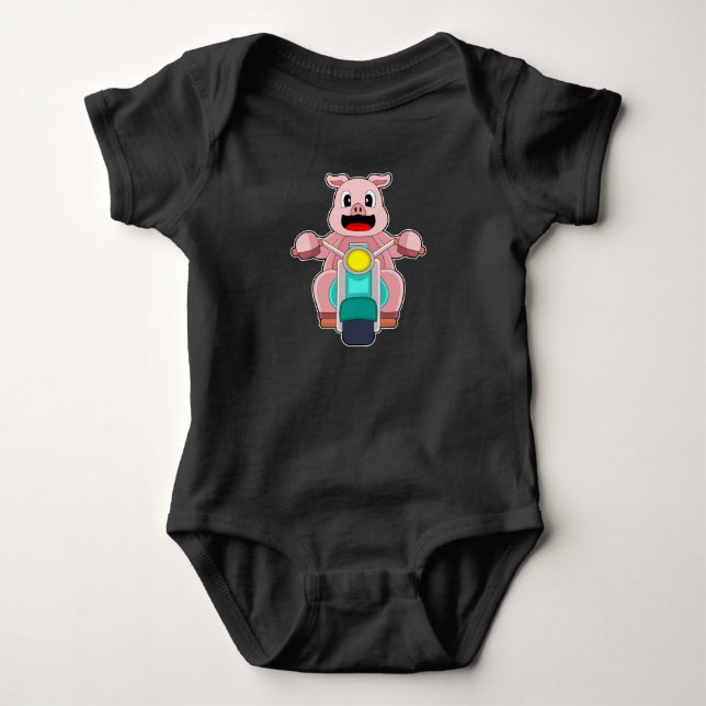Pig Motorcycle Baby Bodysuit (Front)