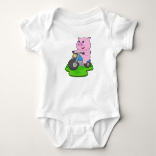 Pig Motorcycle Baby Bodysuit