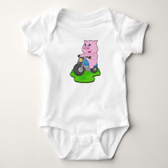 Pig Motorcycle Baby Bodysuit (Front)