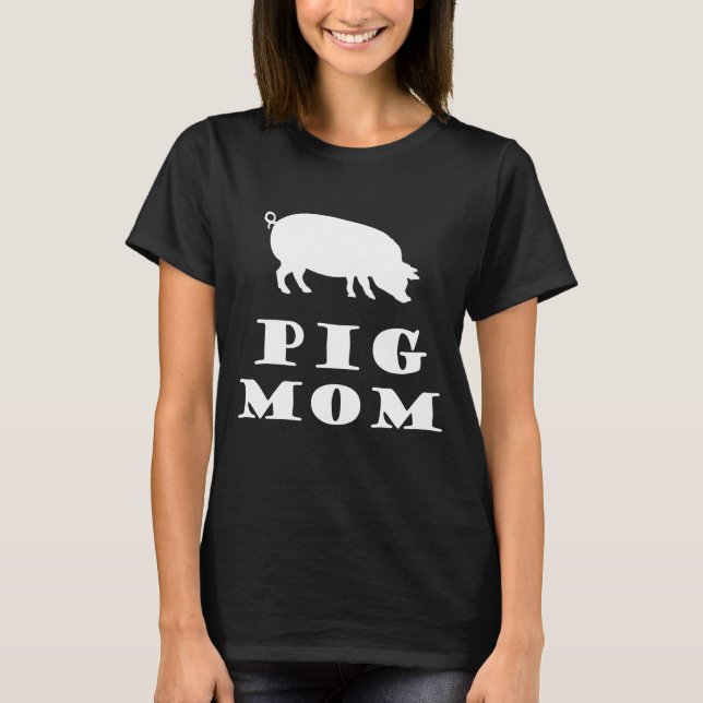 Pig Mum Loves Pigs White Silhouette T-Shirt (Front)