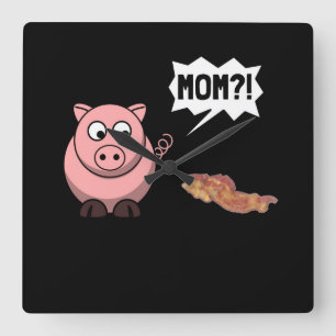 Pig Mum Square Wall Clock