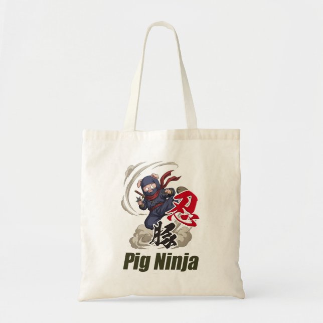 Pig Ninja -A pig turned into a ninja- Tote Bag (Front)
