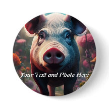 Pig on a Button Custom, Add Photo and Text