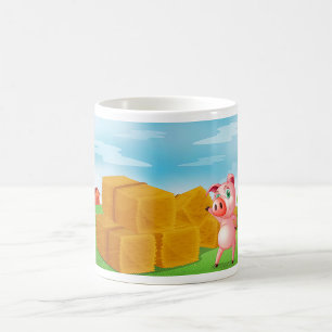 Pig On A Farm Hay Bales Coffee Mug