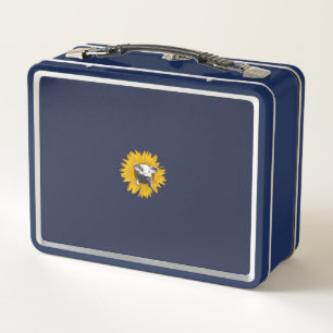 Pig on Sunflower Royal Dark Blue Metal Lunch Box