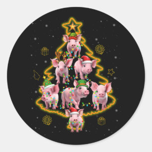 Pig Ornament Decoration Christmas Tree Merry Pigma Classic Round Sticker