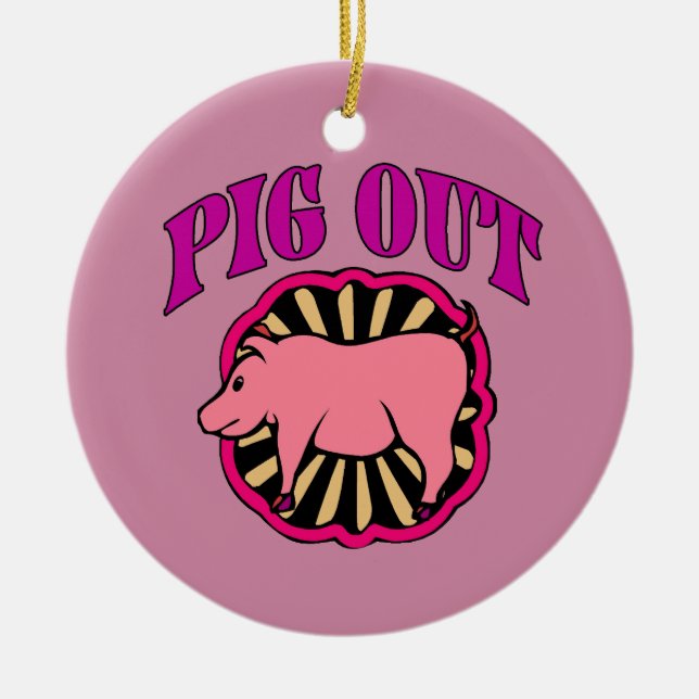 Pig Out Christmas Tree Ceramic Tree Decoration (Front)
