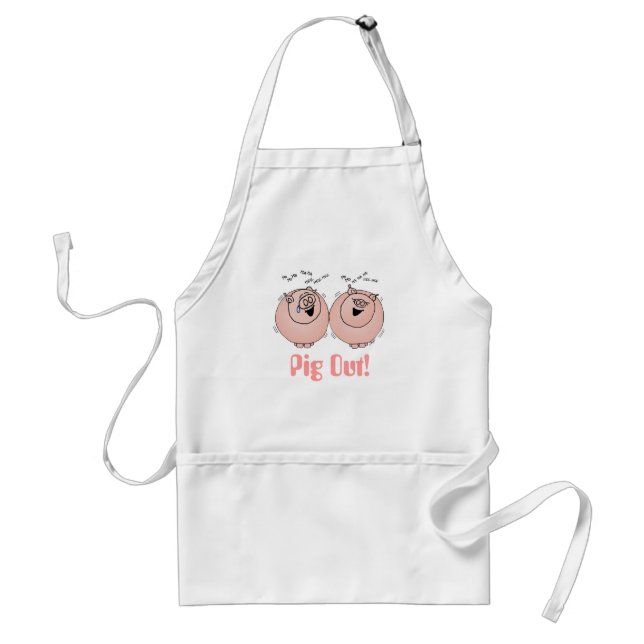 Pig Out! Pigs Laughing apron (Front)