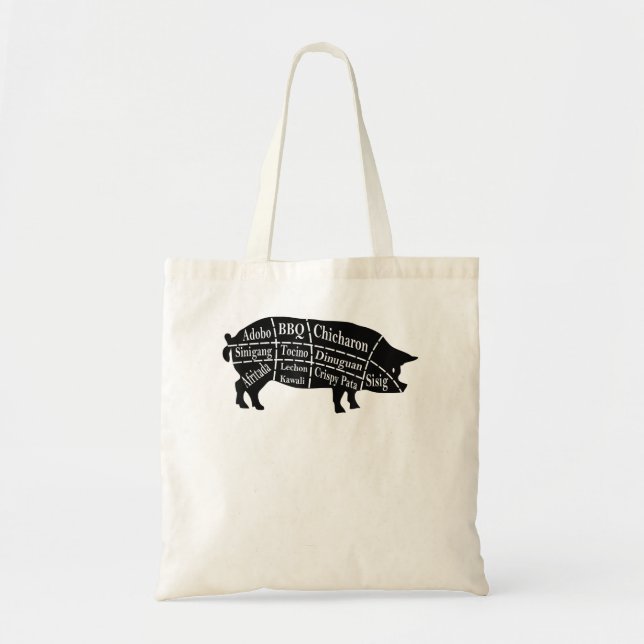 Pig Parts Filipino Food BBQ Pinoy Adobo Funny Pork Tote Bag (Front)