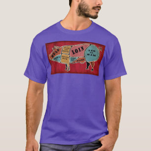 Pig Parts Pig Cuts Parts Of Pork Funny Vintage Por T-Shirt