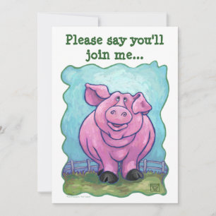 Pig Party Centre Invitation