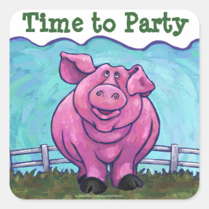 Pig Party Centre Square Sticker