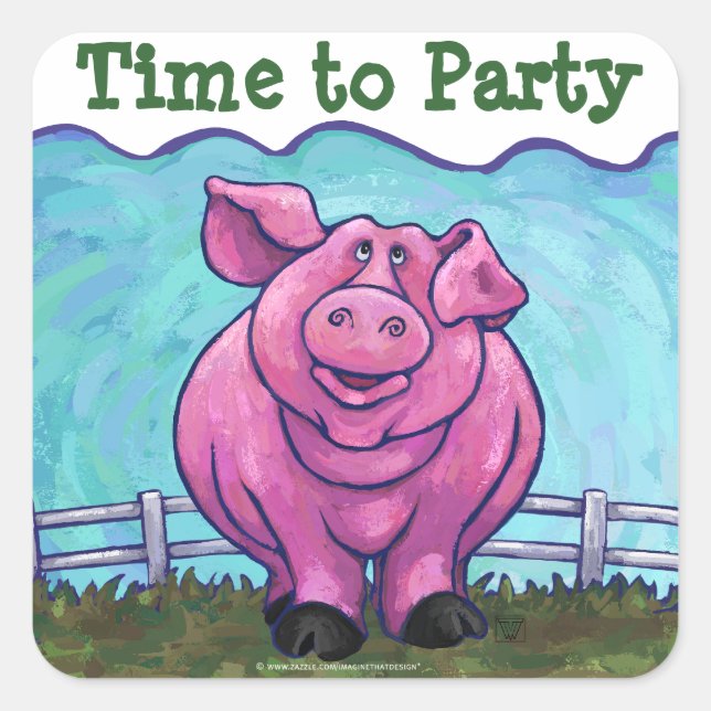 Pig Party Centre Square Sticker (Front)
