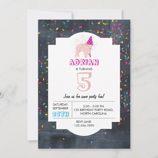 Pig Partying - Animal Birthday Party Boy Girl  Invitation (Front)