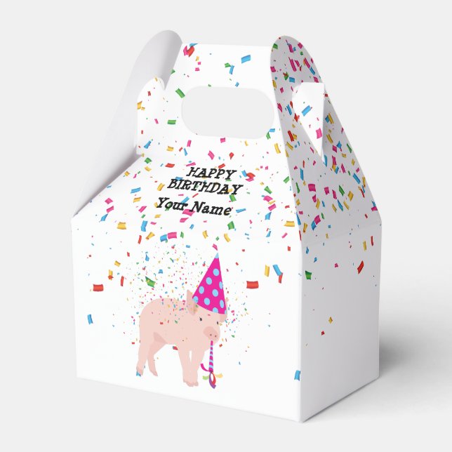 Pig Partying - Animals at Birthday Party  Favour Box (Front Side)