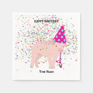 Pig Partying - Animals at Birthday Party Napkin