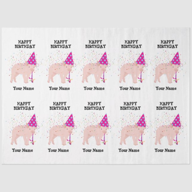 Pig Partying - Animals at Birthday Party Tissue Paper (Front)