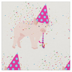 Pig Partying - Animals Having a Party Fabric