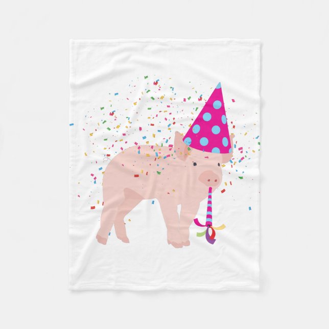 Pig Partying - Animals Having a Party Fleece Blanket (Front)