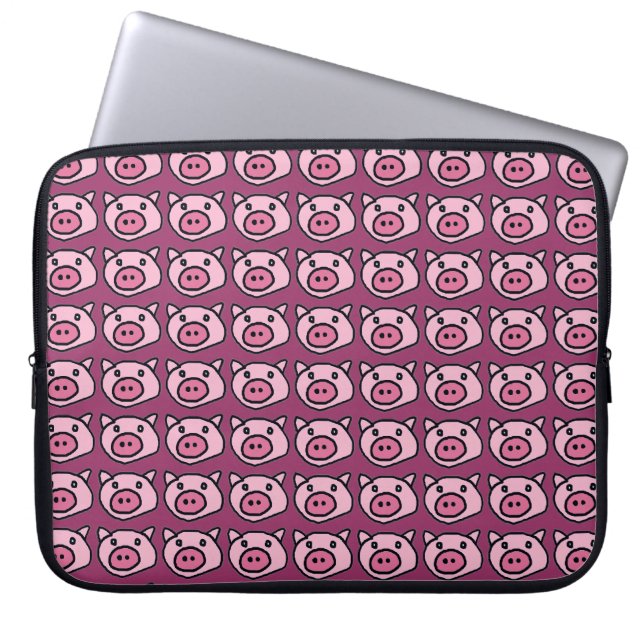 pig patterns oink oink laptop sleeve (Front)