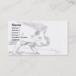 Pig Pencil Drawing Sketch Farmer Business Card