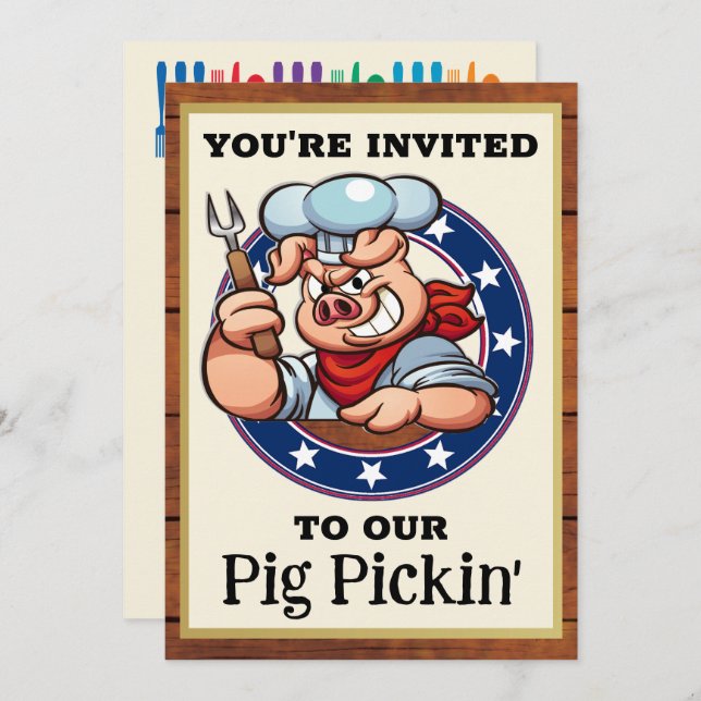 Pig Pickin' Barbecue  Invitation (Front/Back)