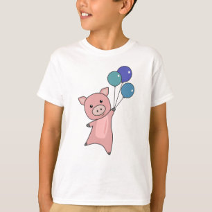 Pig Piglet Balloons Flies Cute Animals T-Shirt