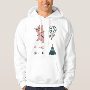 Pig Piglet Indians Feathers Carnival Cute Animals Hoodie