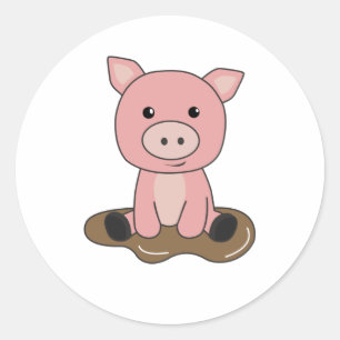 Pig Piglet Piglet Mud Puddle Mud Classic Round Sticker