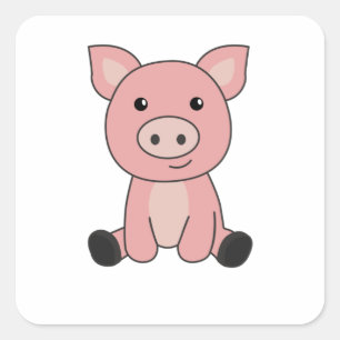 Pig Piglet Piglet Mud Puddle Mud Square Sticker