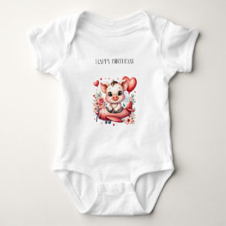 Pig Pilot Birthday Baby Bodysuit