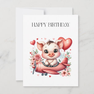 Pig Pilot Birthday Card