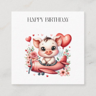 Pig Pilot Birthday Enclosure Card