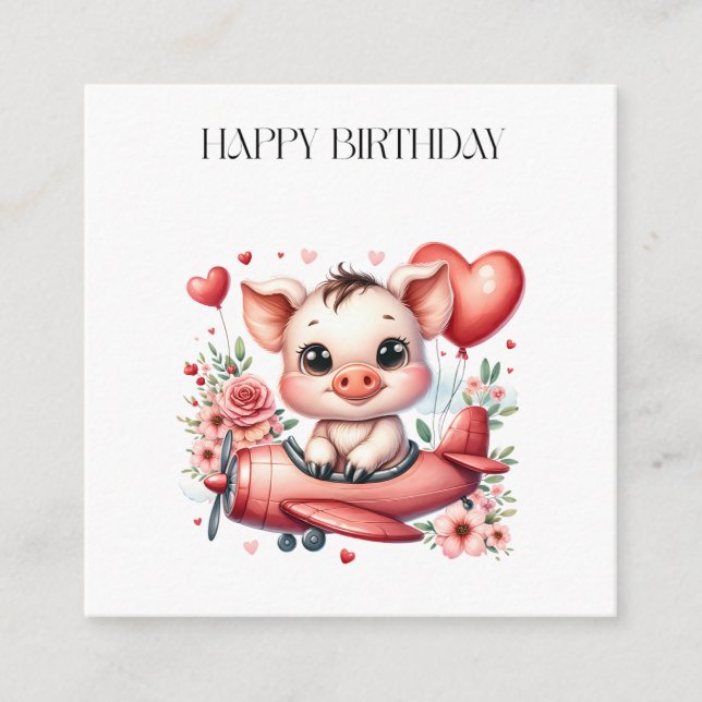 Pig Pilot Birthday Enclosure Card (Front)