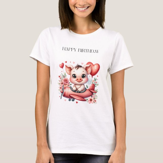 Pig Pilot Birthday T-Shirt (Front)