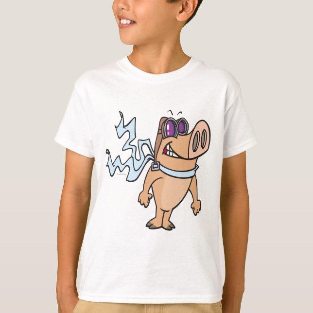 pig pilot cartoon T-Shirt (Front)