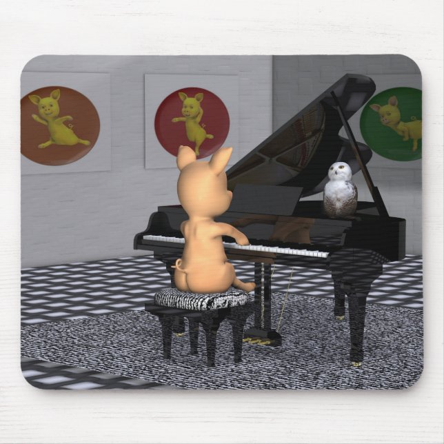 Pig Playing Grand Piano Mouse Mat (Front)