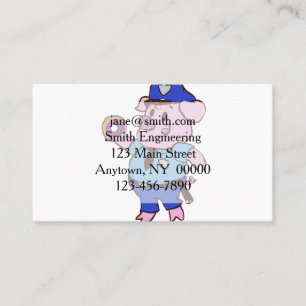 Pig policeman eating a donut choose back color business card