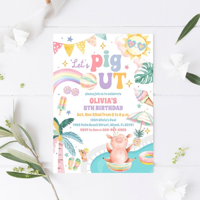 Pig Pool Party Birthday Invitation (Creator Uploaded)