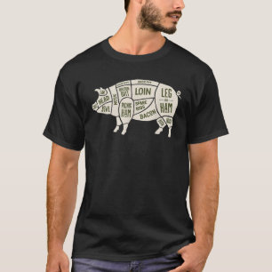 Pig Pork Butcher Diagram Bacon Lover T shirt T Shi