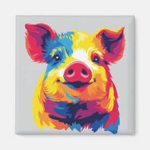 Pig Portrait Illustration Watercolour Painting Magnet