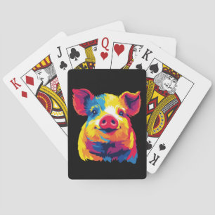 Pig Portrait Illustration Watercolour Painting Playing Cards