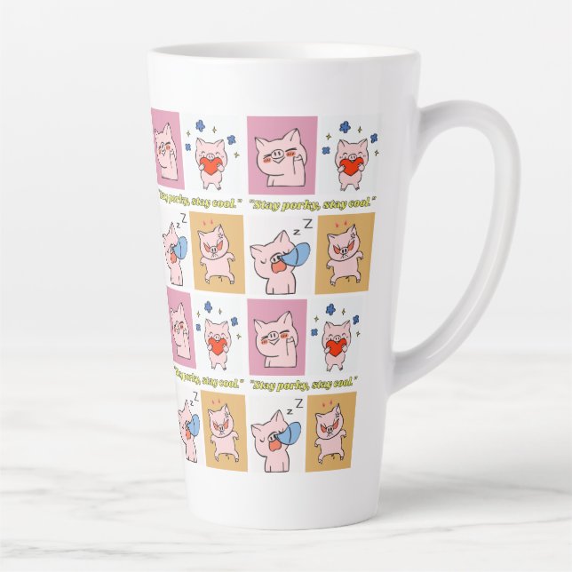 pig quote faces latte mug (Right)