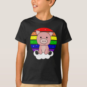 Pig Rainbow Glitter Kawaii Piglet Colourful T-Shirt