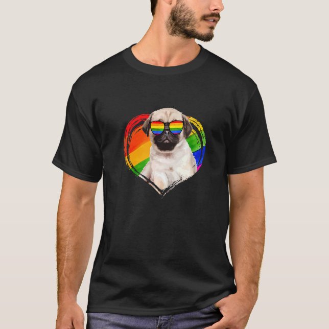 Pig Rainbow Heart Animal  Gay Lesbian Pride Lgbt T-Shirt (Front)